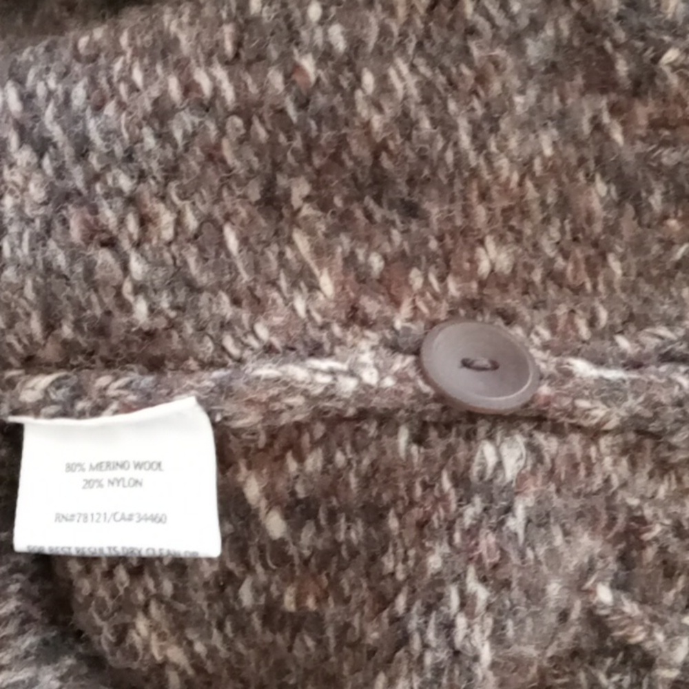 Eileen Fisher Merino Wool Marled Brown Cardigan - Picture 9 of 9